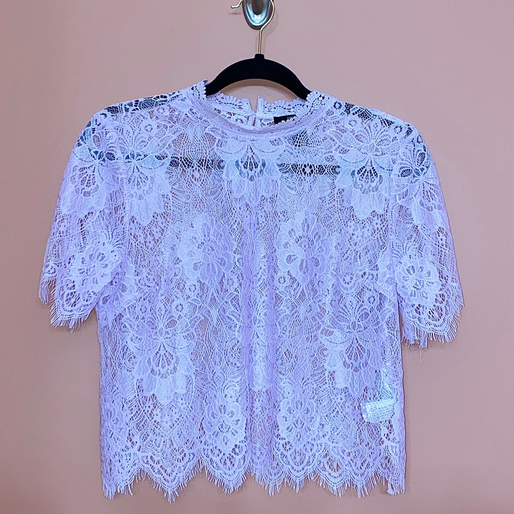 FOREVER 21 Sheer Floral Lace Top, Purple